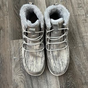 Silver/grey hey dude shoes. Women size 7.